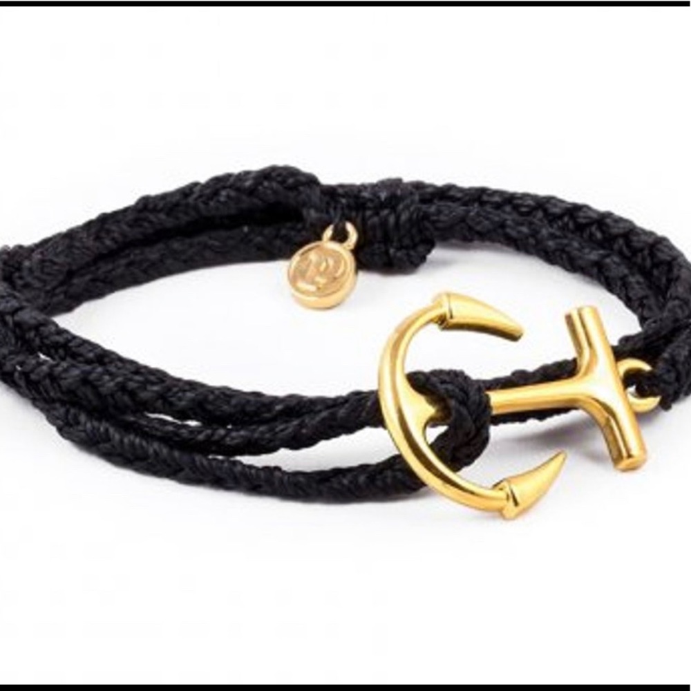 Pura Vida black cord wrap bracelet w/ gold anchor